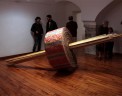 ELLA SI PUNGERA’ IL DITO CON IL FUSO DI UN ARCOLAIO E MORRA’, tessuto e legno, cm 130x350x120, 2012